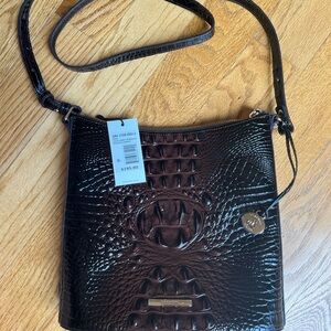 Brahmin Brown Crocodile Embossed Crossbody Bag